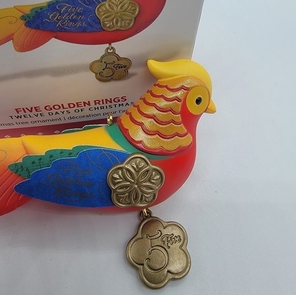 𝅺HALLMARK 12 Days of Christmas Five Golden Rings Pheasant Ornament - Picture 3 of 9